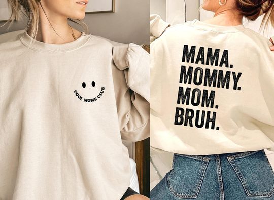 Mama-Mommy-Mom-Bruh Mother Life Vintage Retro Unisex Sweatshirt