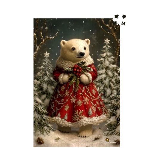 Victorian Bear Jigsaw Puzzle:Christmas Game | Ruby Polar Bear - Durazza