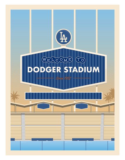 Dodger Stadium - Baseball Stadium Art Series- Art Print