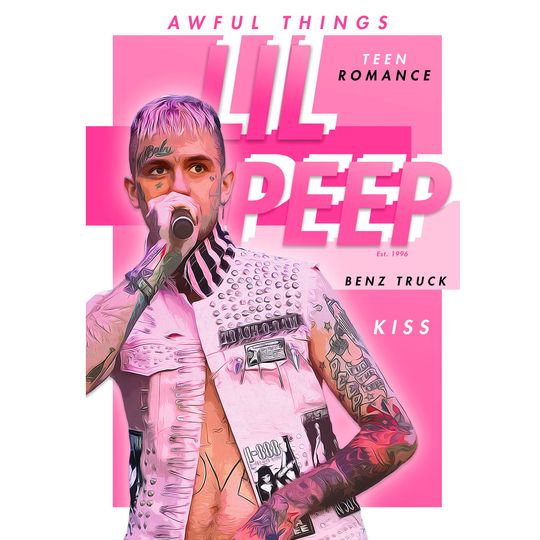 Lil Peep Poster Print [Pink] with Customisable Song Titles