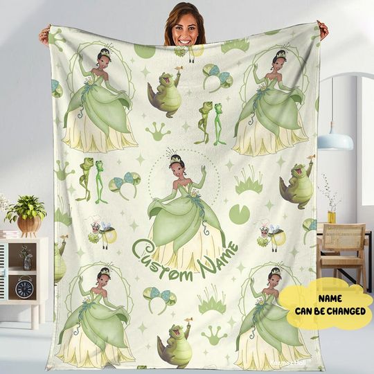 Custom Name Tiana Princess Blanket, Personalized Princess Blanket