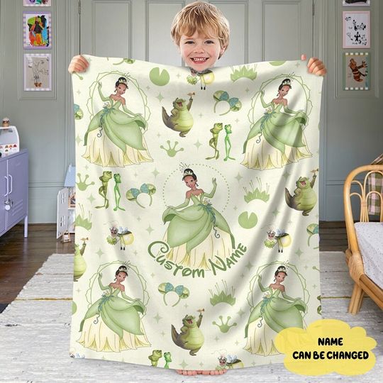 Custom Name Tiana Princess Blanket, Personalized Princess Blanket