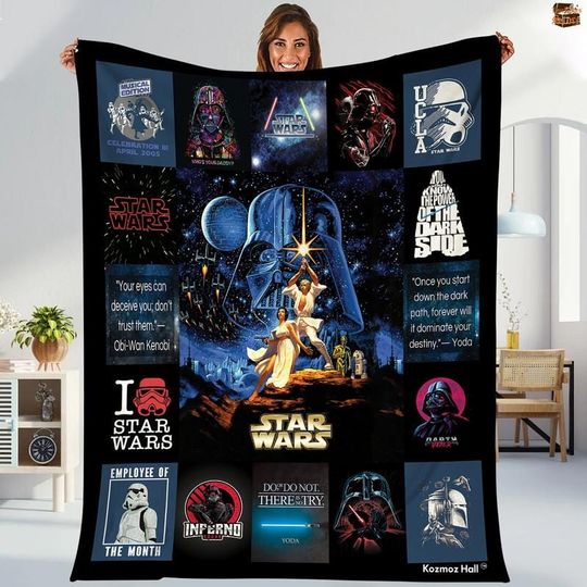 Starwars Fleece Blanket, Darth Vader Luke Skywalker Leia, Starwars Quotes Blanket