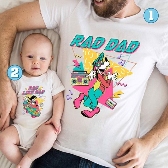 Disneyland Goofy And Max Goof Rad Dad Rad Like Dad Shirt, Dad And Son Matching Shirt, Fathers Day Shirt, Disneyland Dad, Family Trip Shirt