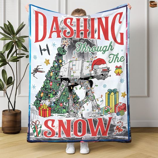Dashing Through The Snow Christmas Blanket, Disneyland Starwars Parody Christmas Blanket