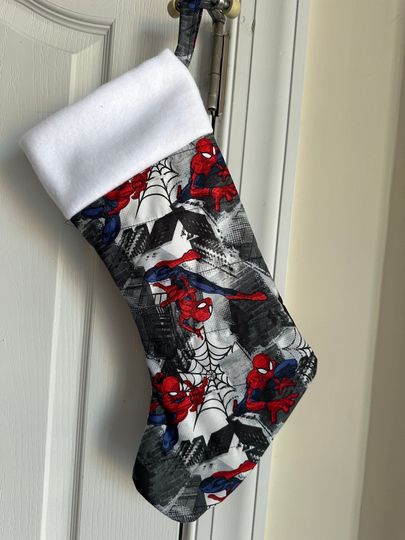 Spiderman Christmas Stocking Handmade Ready to Personalize