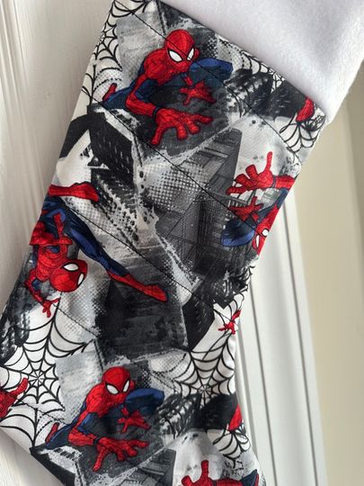 Spiderman Christmas Stocking Handmade Ready to Personalize