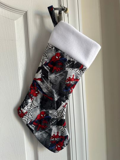 Spiderman Christmas Stocking Handmade Ready to Personalize