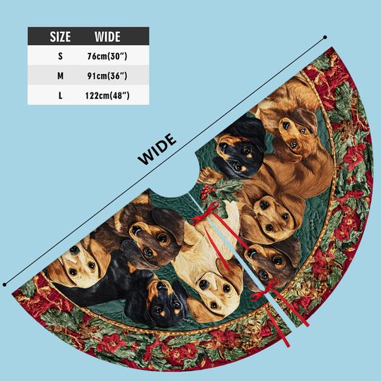 Dachshund Christmas Tree Skirt, Dog Lover Holiday Decoration, Cute Puppy Christmas Tree Mat for Pet Lovers 2025