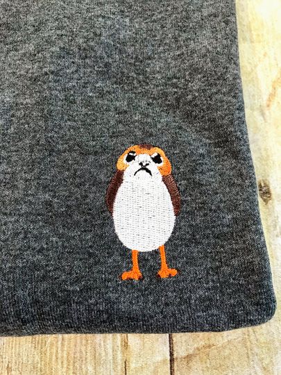 Porg Sketch Art Embroidered Polo Shirt