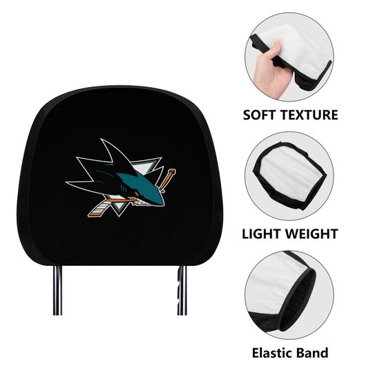 San Jose Sharks themed custom car headrest cover for a fan