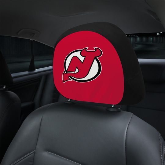 New Jersey Devils themed custom car headrest cover for a fan