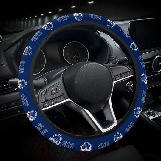 Edmonton Oilers themed steering wheel cover for a fan