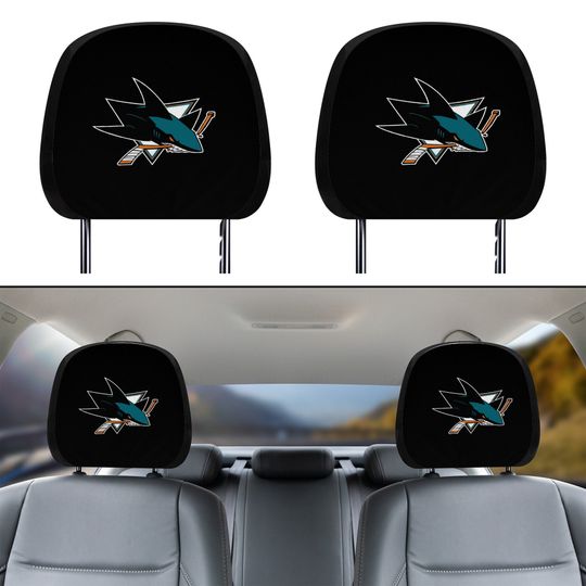 San Jose Sharks themed custom car headrest cover for a fan