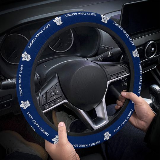Toronto Maple Leafs themed custom steering wheel cover for a fan