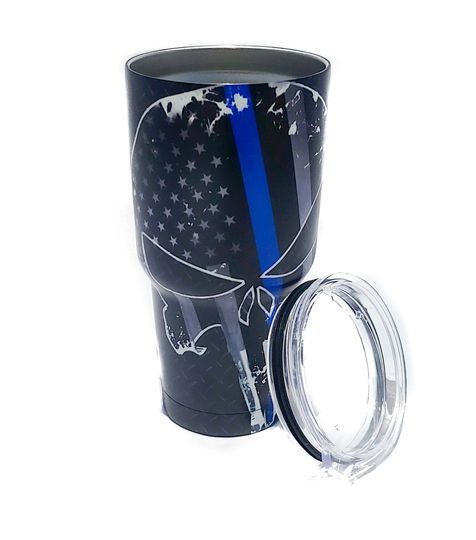 Thin Blue Line Punisher Skull 30 oz Tumbler