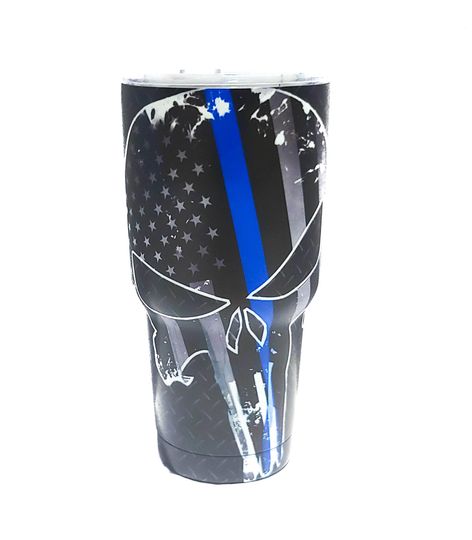 Thin Blue Line Punisher Skull 30 oz Tumbler