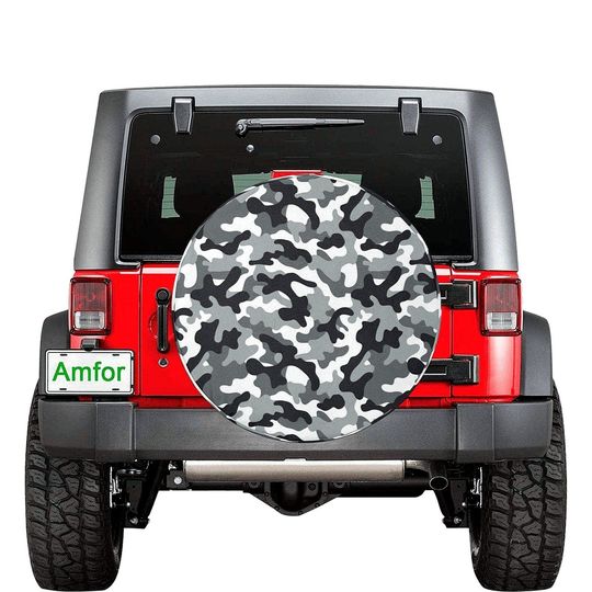 Black Grey Camouflage Spare Tire Cover