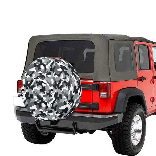 Black Grey Camouflage Spare Tire Cover