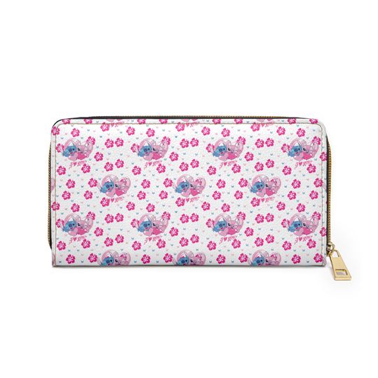 Stitch Zipper Wallet, Flower Pattern Clutch, Stylish Women Accessories