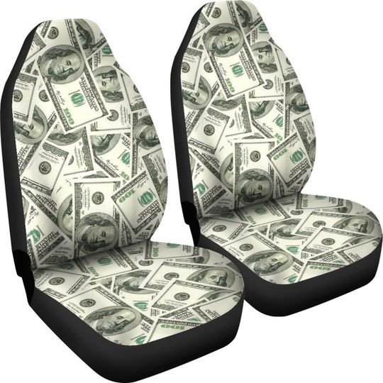 Dollar Bill Car Seat Covers: Universal Fit, Set of 2