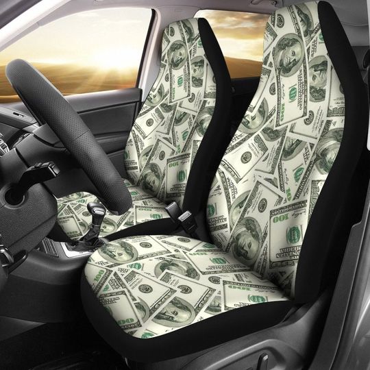 Dollar Bill Car Seat Covers: Universal Fit, Set of 2