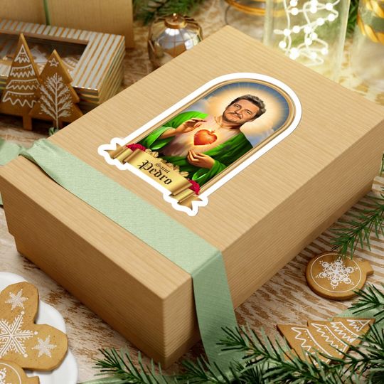 Saint Pedro Pascal Prayer Candle Sticker, Parody, Devotional, Novelty, Funny Celeb Prayer Candle Label