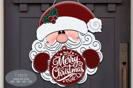 Santa Christmas Door Hanger, Xmas Decor, Xmas Gift