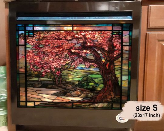 Stained Glass Weeping Cherry Tree Dishwasher Cover, Housewarming Gifts, Kitchen Decor