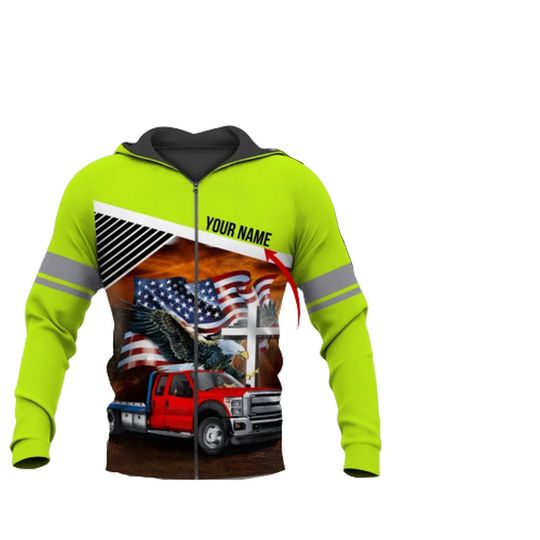 American Eagle Tow Truck 3D Hoodie Unisex Pullover with Front Pocket