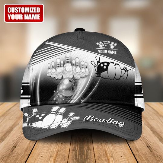 Personalized Name Bowling Cap - Multi Color Classic Baseball Cap for Bowling Teams