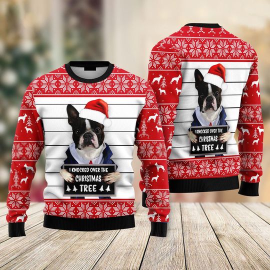 Boston Terrier Ugly Christmas Sweater,