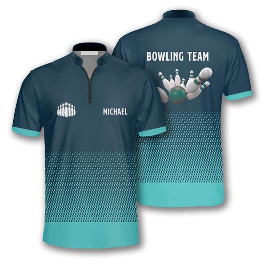 Personalized Bowling Team Jersey Shirt, Custom Name & Team Bowling Shirt, Sports Uniform for Men Women, Strike Pins Custom Bowling Gift