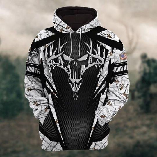 Custom Name 3D All-Over Print Deer Hunter Hoodie