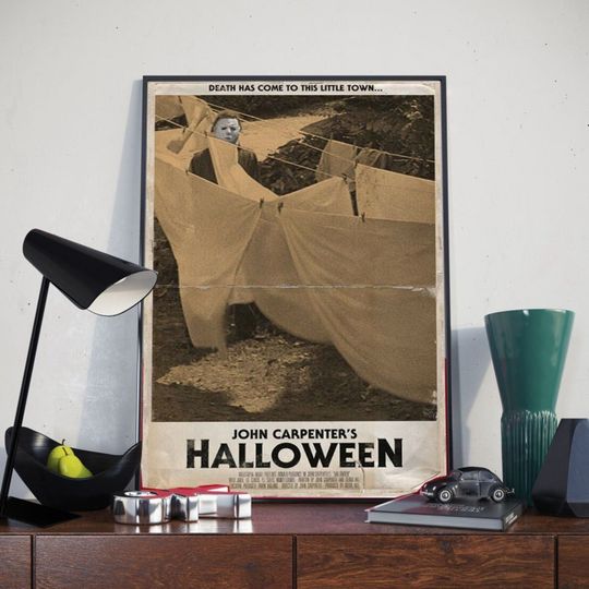 1978 Halloween Poster, Halloween Death Has Come To This Little Town, Horror Movie Poster, Home Decor