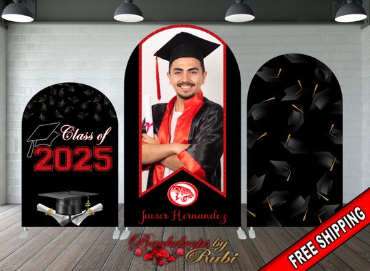 Graduation Arched Backdrop Cover Class of 2026 with Banner and Arch Cover