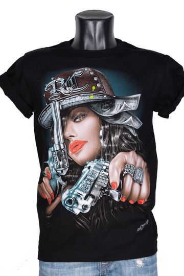 T-Shirt 3D Rock Chang Original Gangster Woman Money Pistols