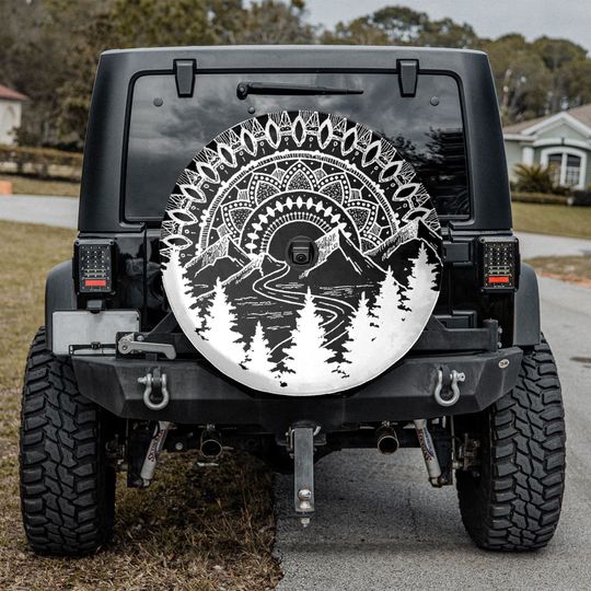 Mandala Mountain Camper Truck, Gift For Jeep Lover, Spare Tire Cover