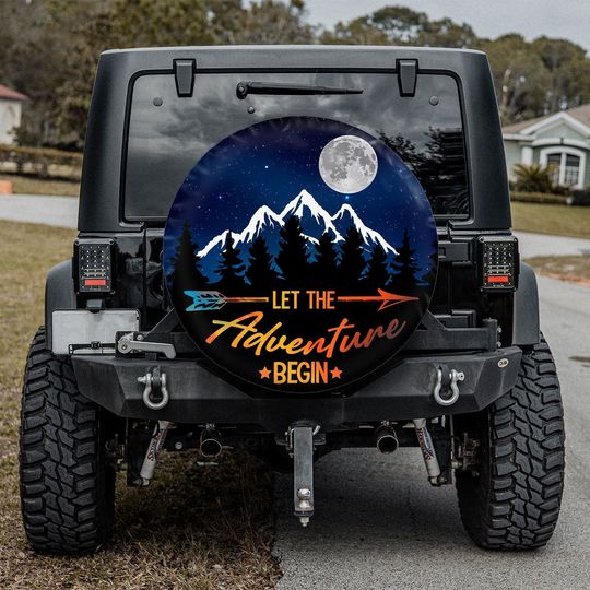 Mountain Camper Truck - Let The Adventure Begin, Camping Spare Tire Cover