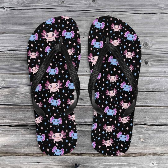 Cute Axolotl Pattern Flip Flops - Fun and Comfy Beach Footwear