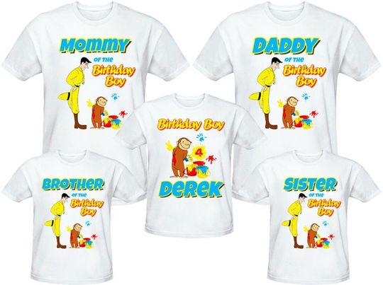 Curious George Birthday Shirt Personalized Name and Age