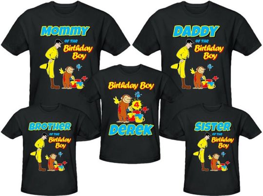 Curious George Birthday Shirt Personalized Name and Age