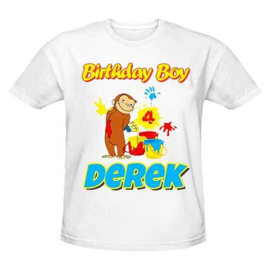 Curious George Birthday Shirt Personalized Name and Age