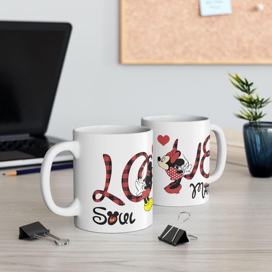 Valentine Couple Mug, Couple Minnie Mickey Coffee Mug, Couple Love Gift, Girlfriend Gift, Romantic Gift for Boyfriend, Valentine Ceramic Mug