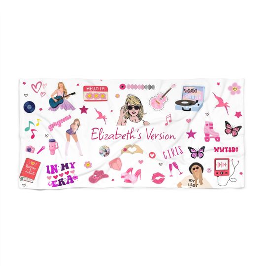 Girls Beach Towel, Gift To Niece, Summer Gifts For Girls, Custom Beach Towel - Personalizable Summer Vibe Towel for Pool Parties,Girl Beach