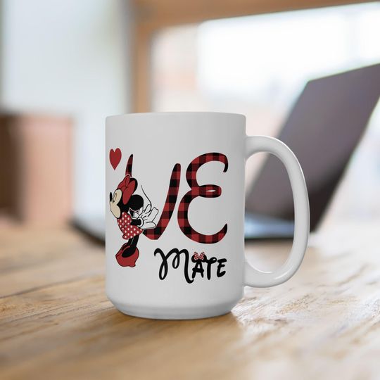 Valentine Couple Mug, Couple Minnie Mickey Coffee Mug, Couple Love Gift, Girlfriend Gift, Romantic Gift for Boyfriend, Valentine Ceramic Mug