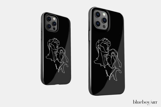 Gay Couple iPhone Case, Minimal Line Art iPhone case