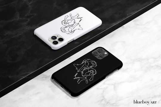 Gay Couple iPhone Case, Minimal Line Art iPhone case