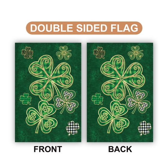 Celtic Shamrock Garden Flag, St Patricks Day Irish Yard Flag, Green Gold Shamrocks Outdoor Decor, Lucky Clover Lawn Flag