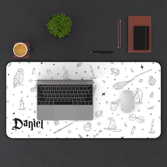 Customizable Wizard Name, Gamer Set up, Witchy Harry Potter Theme Design Desk Mat